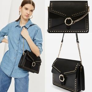 peony studded shoulder bag